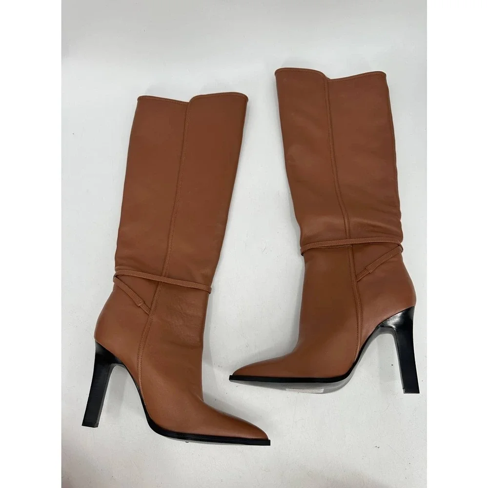 Reiss Caitlin Brown Leather Knee‎ High Boots 40 NEW